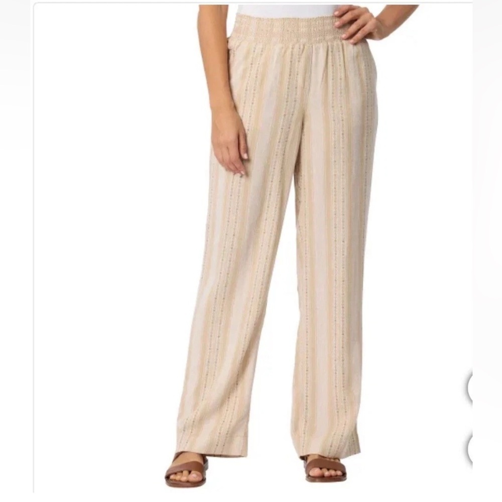 NWOT Briggs Women's‎ Linen Blend pull on Pant tan print